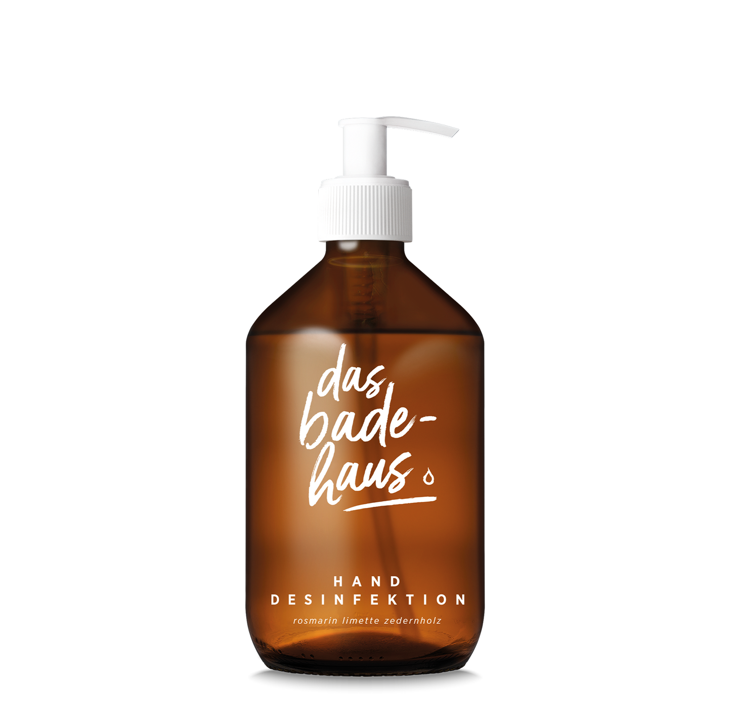 DAS BADEHAUS | Hygienische Handdesinfektion | 250 ml oder 500 ml | Glasflasche mit Pumpspender