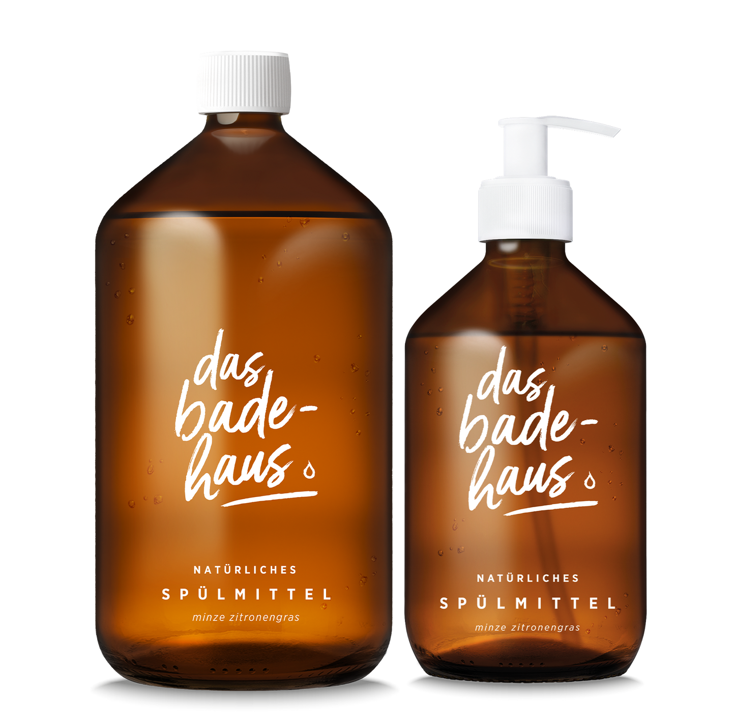DAS BADEHAUS | Natürliches Spülmittel: rundum versorgt | Set aus natürlichem Spülmittel 500 ml mit Pumpspender und 1000 ml Nachfüllflasche