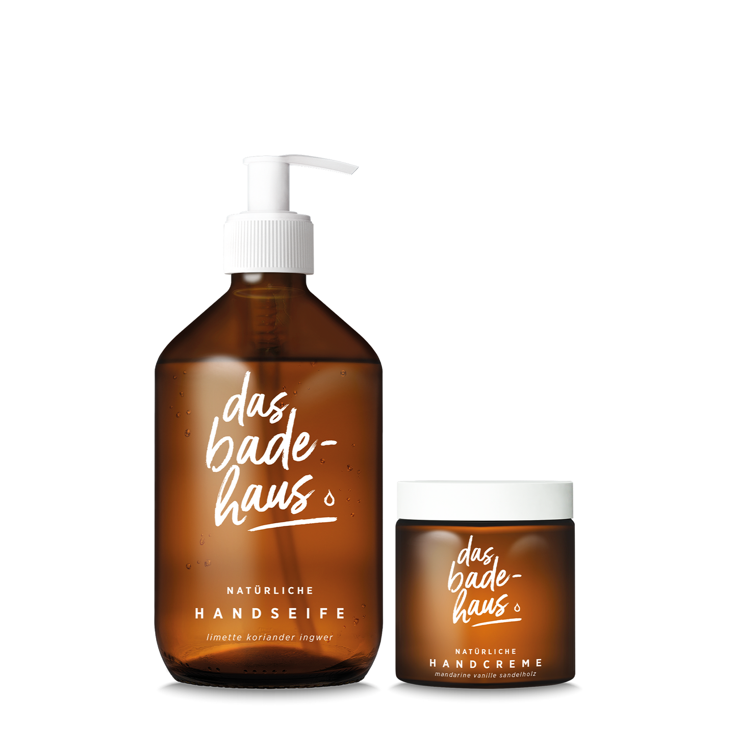 DAS BADEHAUS | Pflegendes Duo für die Hände | Set aus natürlicher Handcreme im Glastiegel (120 ml) und natürlicher Handseife (500 ml)