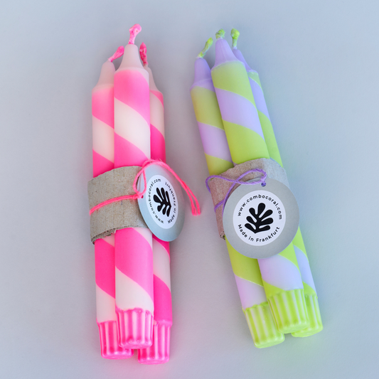 ComboCoral | Dip Dye Kerze | geringelt | 3er Set