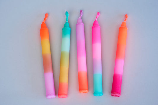combocoral | kleine Party Kerzen | Dip Dye | „CANDYCRACKER” Mini Neon | 5er Set