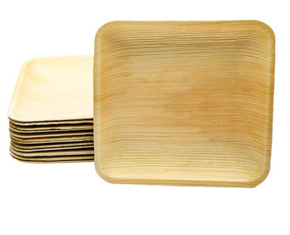 Naturblatt | Palmblatt Teller | quadratisch  | 15 x 15 cm | 25 Stück